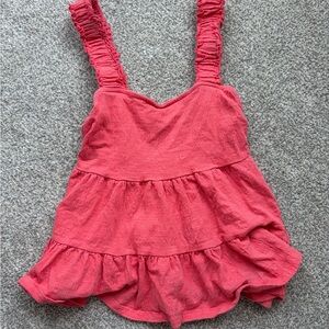 Altar'd State Coral Pink Ruffled Tank